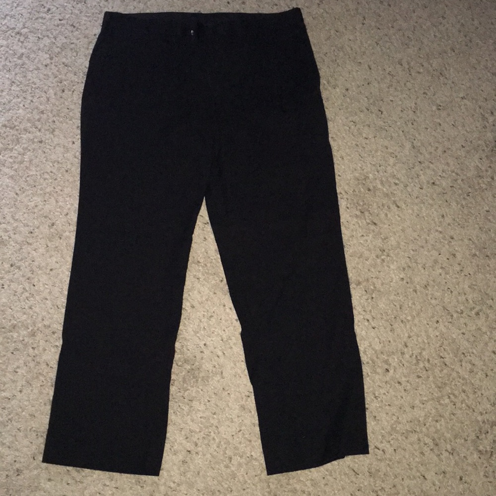 Men’s black dress pants.